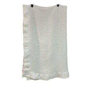 Vintage Carters Baby Blanket White Acrylic Knit Nursery Thermal Waffle Weave 40